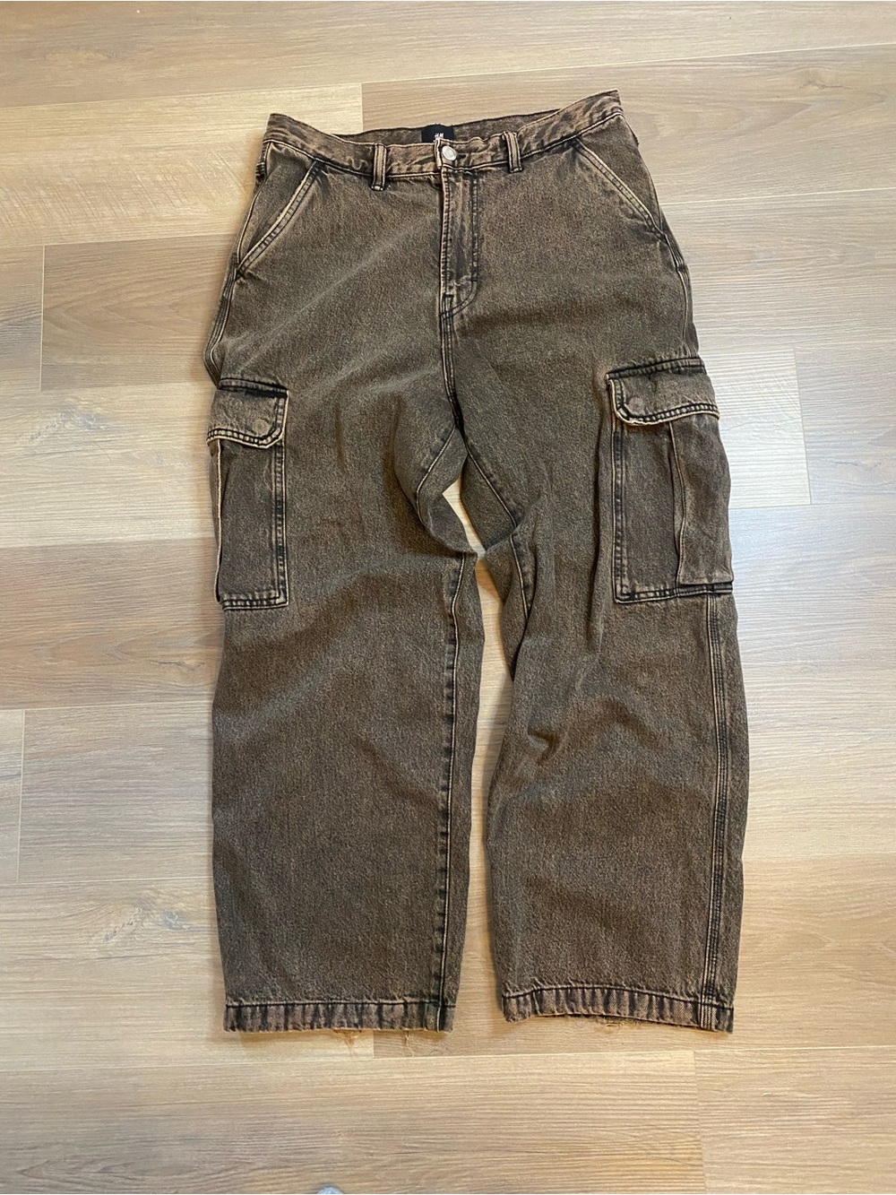 H&M Baggy Fit Cargo Pants Brown Waist 32/32